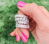 Diamonique Platinum Clad Silver Round Cut Eternity Band Ring Size 6